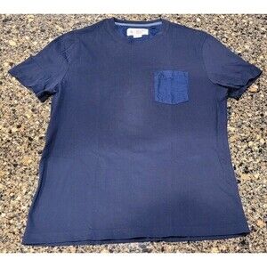 Original Penguin Shirt Men Large Blue Short Sleeve Pocket Embroidered Logo Adult